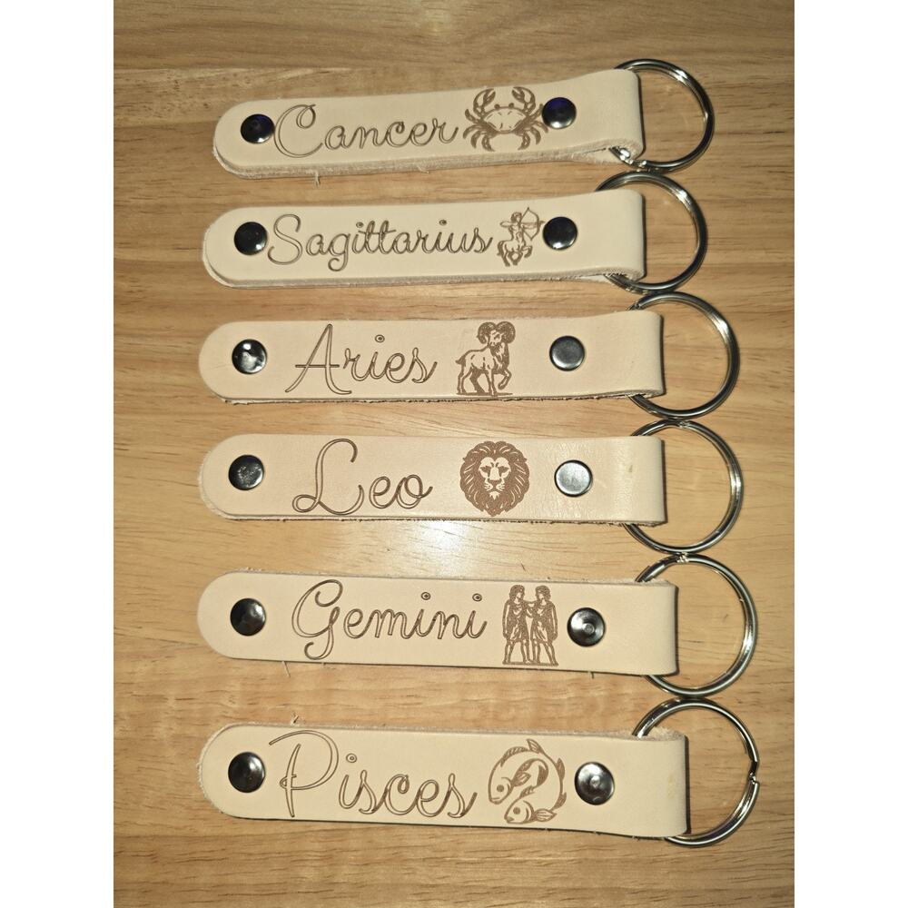 Zodiac Keychains Leather You Pick